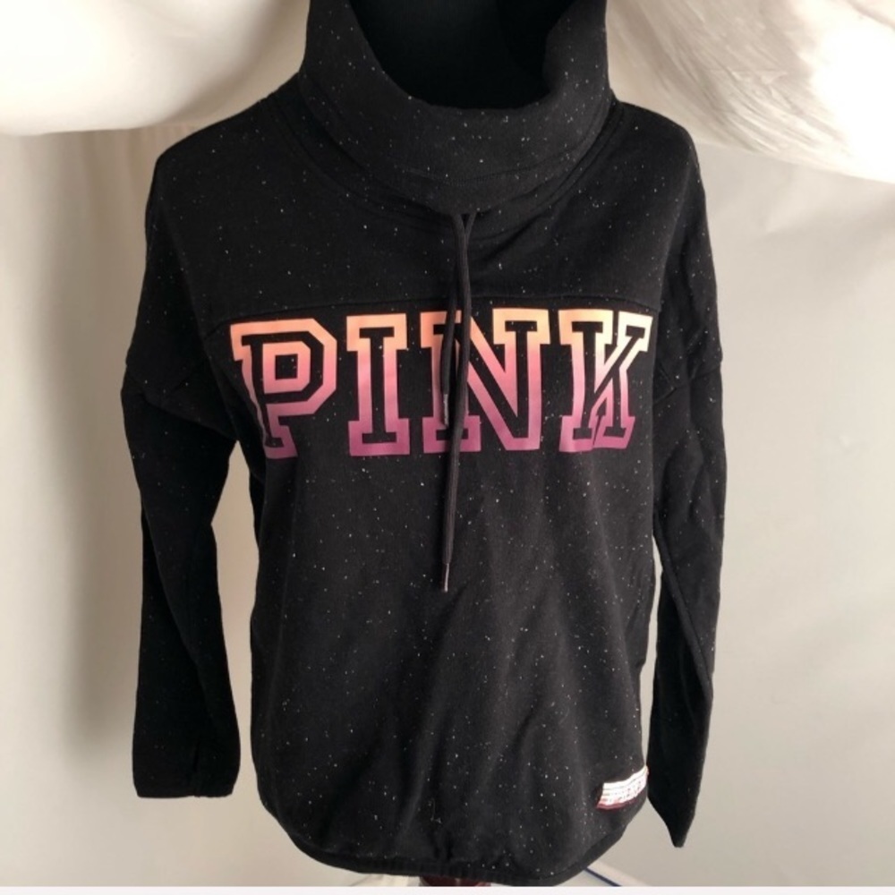 Victoria’s Secret PINK black speckled cowl ombré pullover sweatshirt